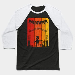 Vintage Retro Distressed Halloween Zombie Scary Costume Baseball T-Shirt